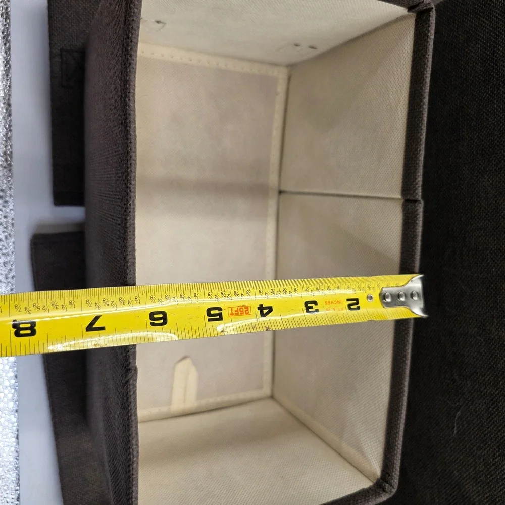 Brown Fabric Collapsible Storage Bins Set with Handles Woven Closet Organizers